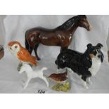 A Beswick horse, a Beswick dog and other animals.