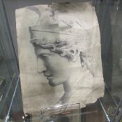 An unframed pencil drawing of a Roman Dignatory.