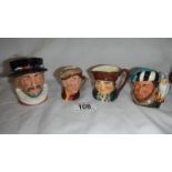 4 Royal Doulton character jugs including The Beefeater, The Falconer etc.