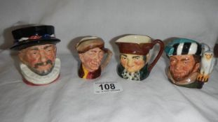 4 Royal Doulton character jugs including The Beefeater, The Falconer etc.