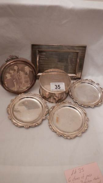 3 silver (800) dishes and 3 unmarked white metal dishes.