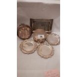 3 silver (800) dishes and 3 unmarked white metal dishes.