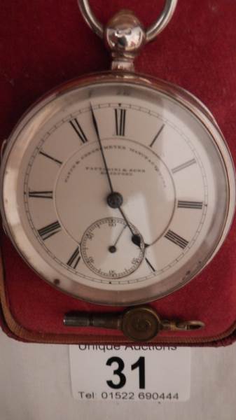 A Gent's silver pocket watch in working order by Watch and Chronometer Manufactures Fattorini & - Image 2 of 5