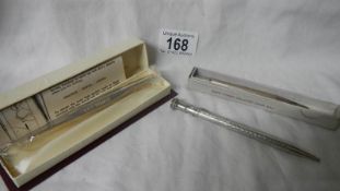 3 silver propelling pencils including one by Collins' Birmingham (unused).