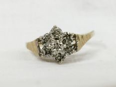 A 9ct gold cluster ring, size O.