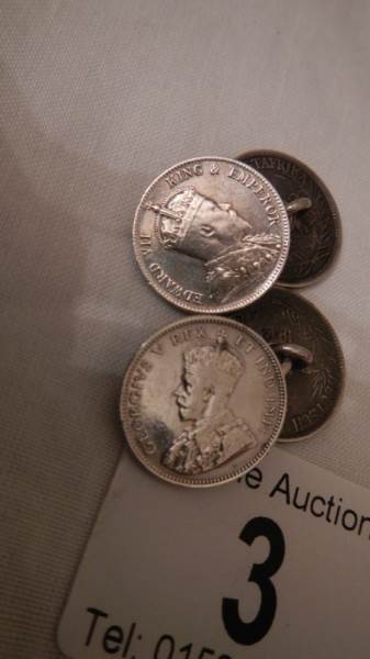 A pair of 1912-1913 silver coin cuff links, 25 cents, - Image 3 of 4