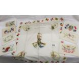 A WW1 allies souvenir handkerchief and 7 WW1 silk greeting cards.