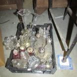 A box of assorted glass ware including cruet bottles etc.