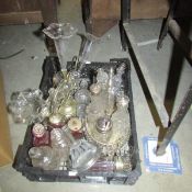 A box of assorted glass ware including cruet bottles etc.