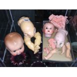 2 porcelain headed dolls, a/f.