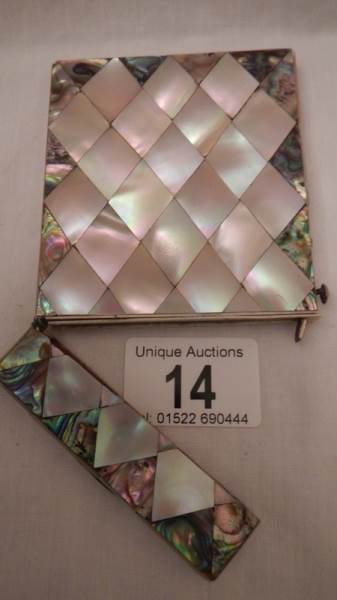 A late Victorian mother of pearl card case. - Image 2 of 2