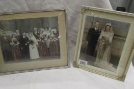 2 vintage photo frames with wedding photos.