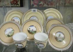 9 pieces of fine porcelain pictorial tea ware.