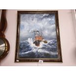 An oil seascape with lifeboat signed G Murray.