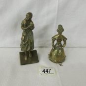 2 old brass figures.