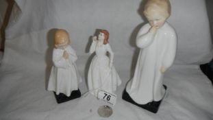 3 Royal Doulton figurines being Bedtime HN1978, Joy 1996 and Darling HN1319.