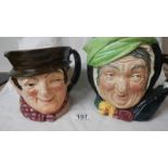 2 large Royal Doulton character jugs, Sam Weller and Sairey Gamp.