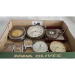 A mixed lot of pocket watches including a silver half hunter and 3 wrist watches for spares or