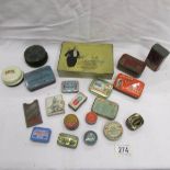 A collection of assorted tins and boxes together with 2 record cleaners.