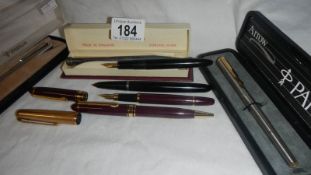 3 old fountain pens, silver pencil etc.