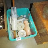 A box of assorted alabaster and marble items etc.