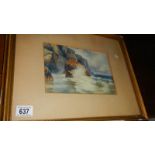 A framed and glazed watercolour seascape signed F C Ringham.