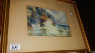 A framed and glazed watercolour seascape signed F C Ringham.