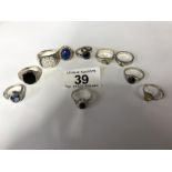 10 silver rings, all in good condition, approximately 38 grams.