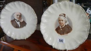 A pair of Victorian cabinet plated depicting Gladstone and Mrs Gladstone.