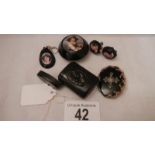 A collection of mourning jewellery including earrings, brooch,