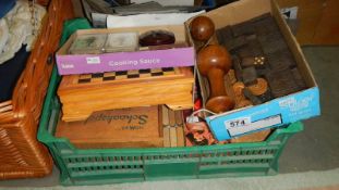 A box of assorted games including chess, dominoes etc.