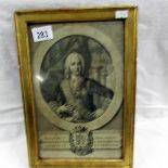A framed and glazed engraving of a gentleman.