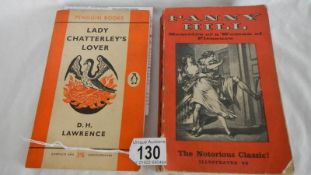 A penguin paperback 'Lady Chatterley's Lover' and a paperback copy of 'Fanny Hill'.