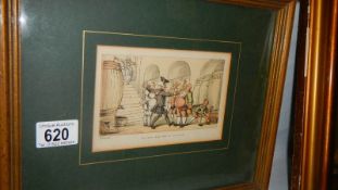 A framed and glazed engraving entitled 'Dr Syntax Made Free of the Cellar'.