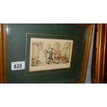 A framed and glazed engraving entitled 'Dr Syntax Made Free of the Cellar'.