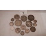 Approximately 94 grams of pre 1920 silver coins, in fair condition.