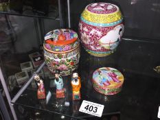 A ginger jar, pot pourri jar and other items.