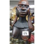 A carved hardwood African bust.
