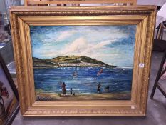 A gilt framed oil on board entitled 'Appledore' signed S Bonney.