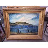 A gilt framed oil on board entitled 'Appledore' signed S Bonney.