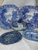 A mixed lot of blue and white china including Cauldon, Ironstone etc.