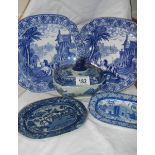 A mixed lot of blue and white china including Cauldon, Ironstone etc.