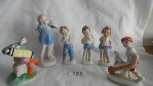 6 art deco figures in good condition,.