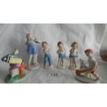 6 art deco figures in good condition,.