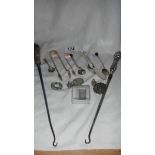 A mixed lot of silver items including brooch, 4 silver knives etc,.