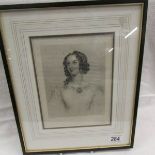 A framed and glazed engraving, portrait of a lady.