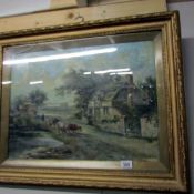 A gilt framed and glazed watercolour signed W.R.Medd, glass a/f.