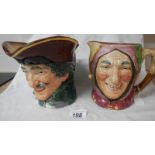 2 large Royal Doulton character jugs including Jester.