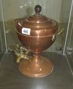 A copper samovar urn.