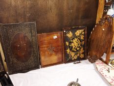 4 assorted wooden trays.